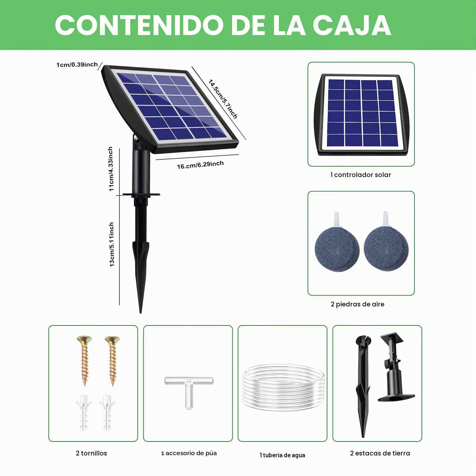 Bomba solar Sauerstoffpumpe, aireador solar de 2 W para estanque con batería de respaldo de 2200 mAh, bomba de aire hidropónica, adecuada para pesca al aire libre, estanques, acuarios