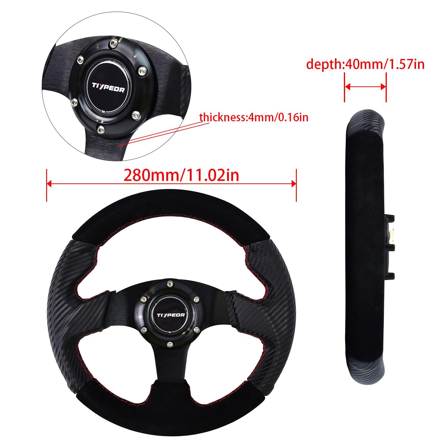 Amazon | Tiypeor スエード製レーシングステアリング 280mm