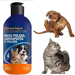 Shampoo Antipulgas Ectoparasiticida Duprat 500ml para Cachorros e Gatos Pulgas Carrapatos Piolhos