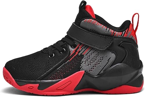 AIDEUX Zapatos de baloncesto para niñas camisetas altas para niños y niñas preescolares tenis de baloncesto deportivos para correr