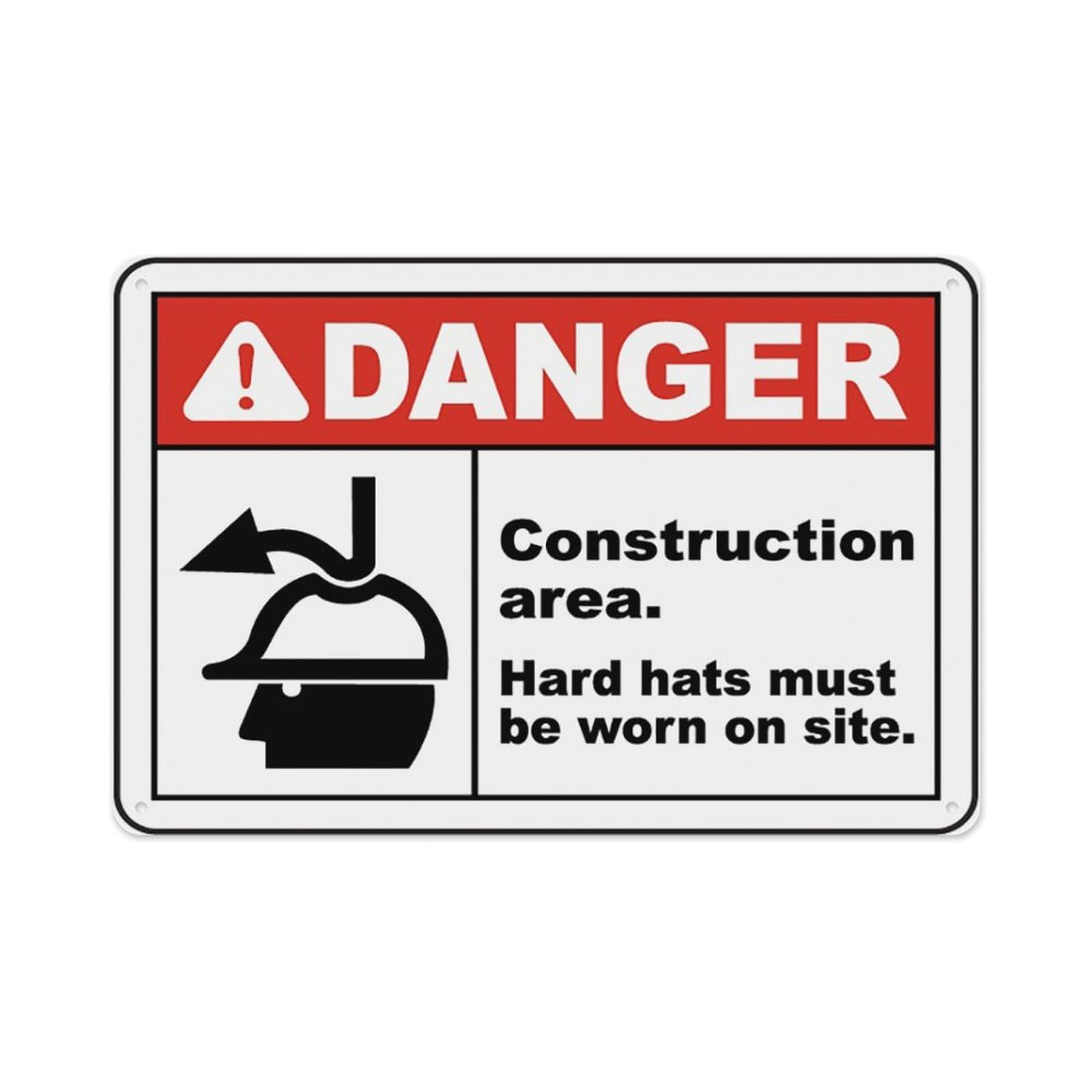 peiyeety Hard Hats Must Be Worn On Site Sign Aluminum Tin Warning Signs For Home Outdoor Garden 8X12 Inches