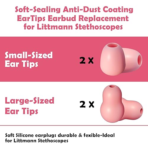 Miniatura 10 de Reemplazo de almohadillas de silicona para estetoscopios Littmann  Ajuste cómodo Littman almohadillas de repuesto para los oídos, piezas de oído de