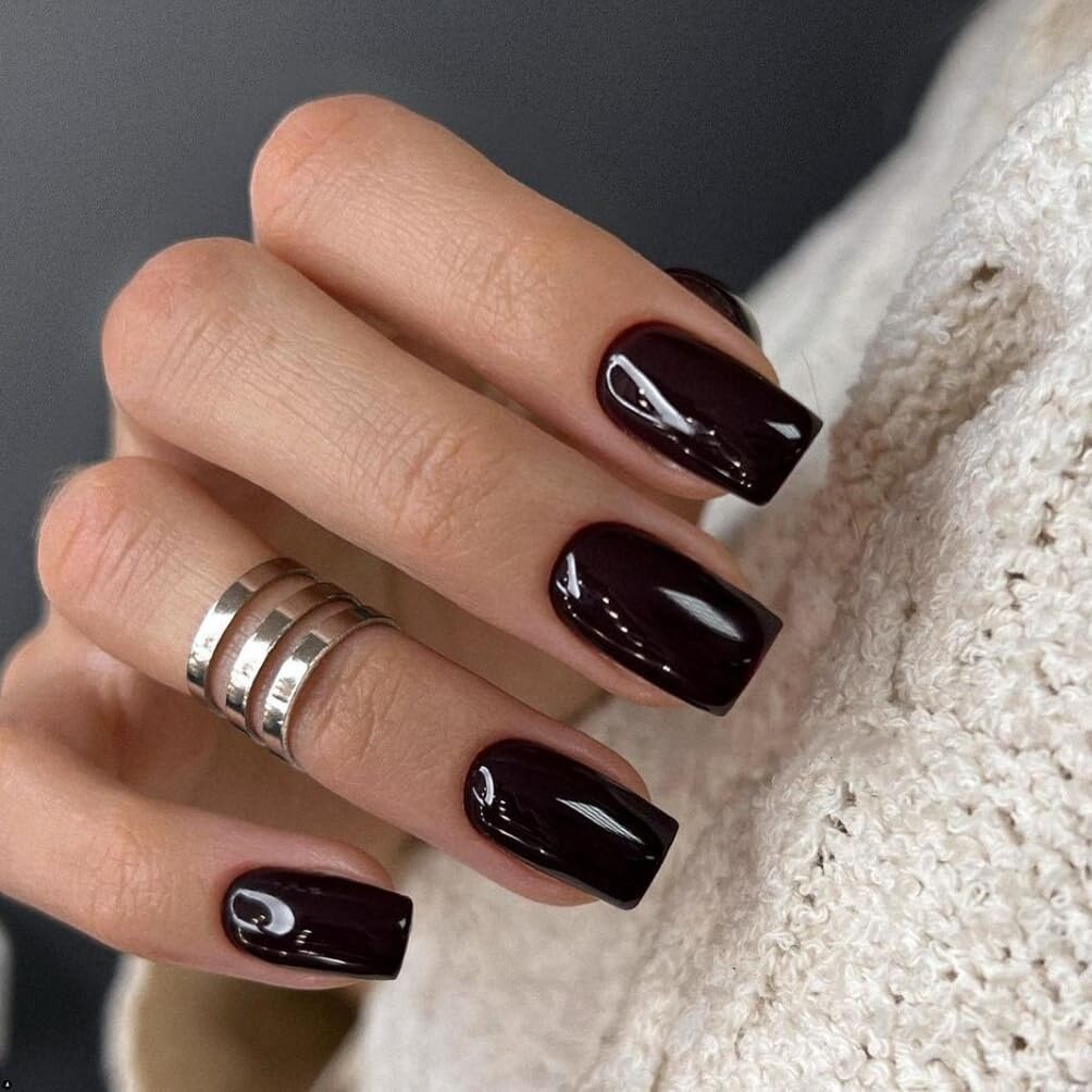 SXVME Black False Nails Short Medium Square - Image 2
