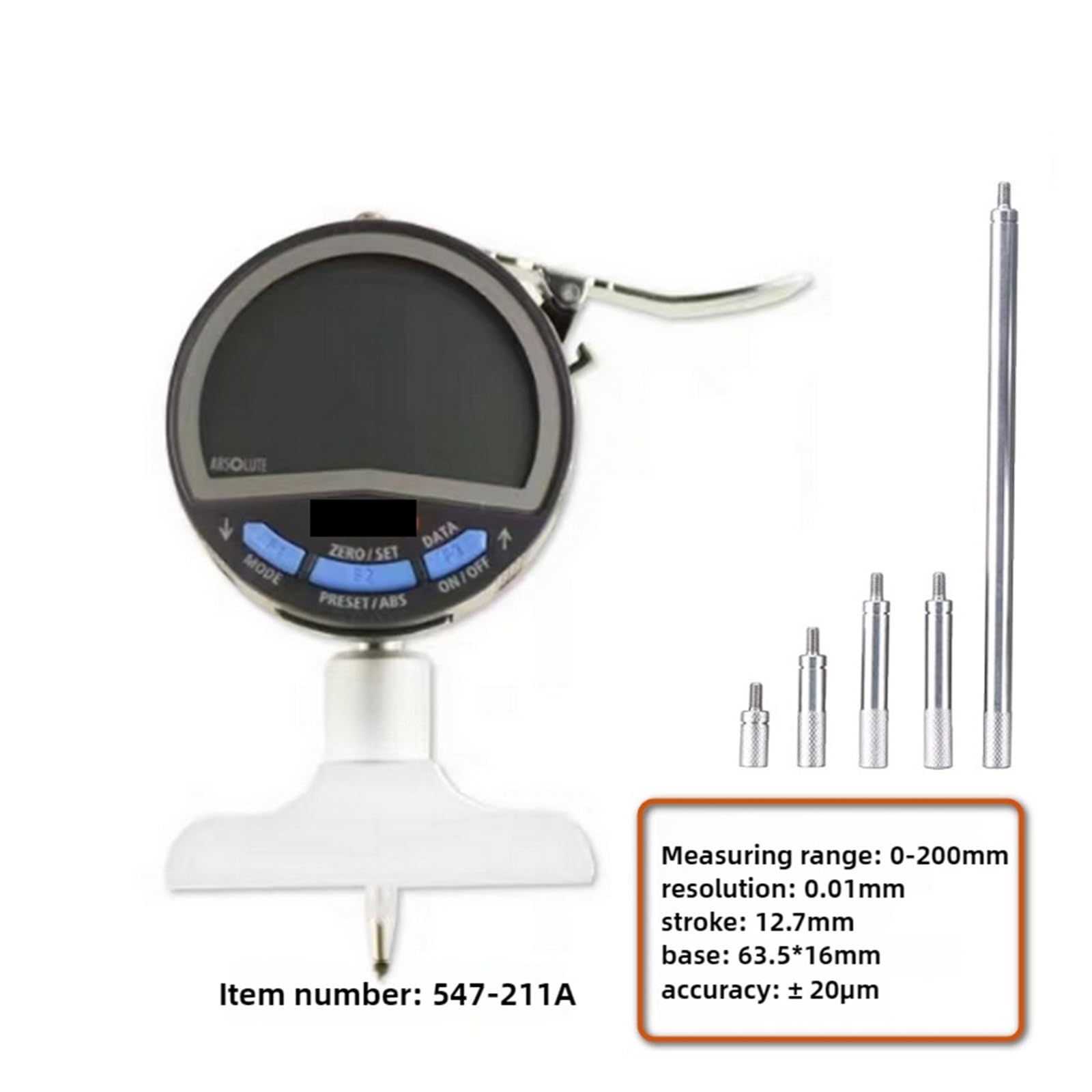 Depth Gauge with and Digital Display Model 547-211/7210A/7211A/7213A Dial(547-211A)