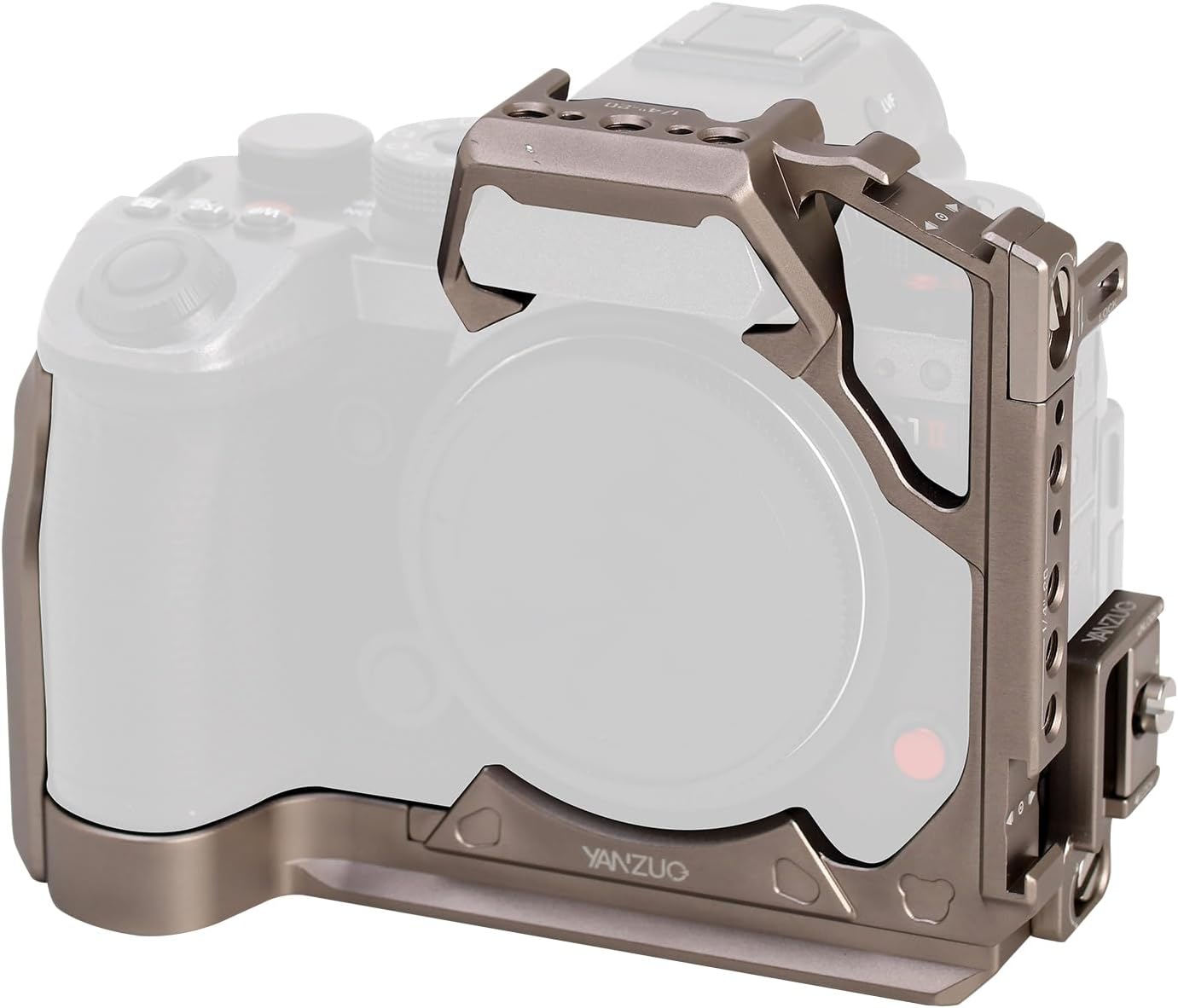 Full Camera Cage for LUMIX S1RII / S1M2 / S1M2E, Modular Rig with HDMI Cable Clip, Arca-Swiss Plate for Filmmaking, Vlogging & Professional Use (Titanium)