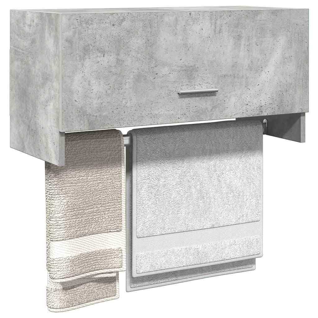 Kleiderschrank Betongrau 70x32,5x35cm Holzwerkstoff mit Kleiderstange, Stauraum, Fach, Regal, Tür, Wäscheschrank, Garderobe, ideal für Schlafzimmer, Flur, Kinderzimmer