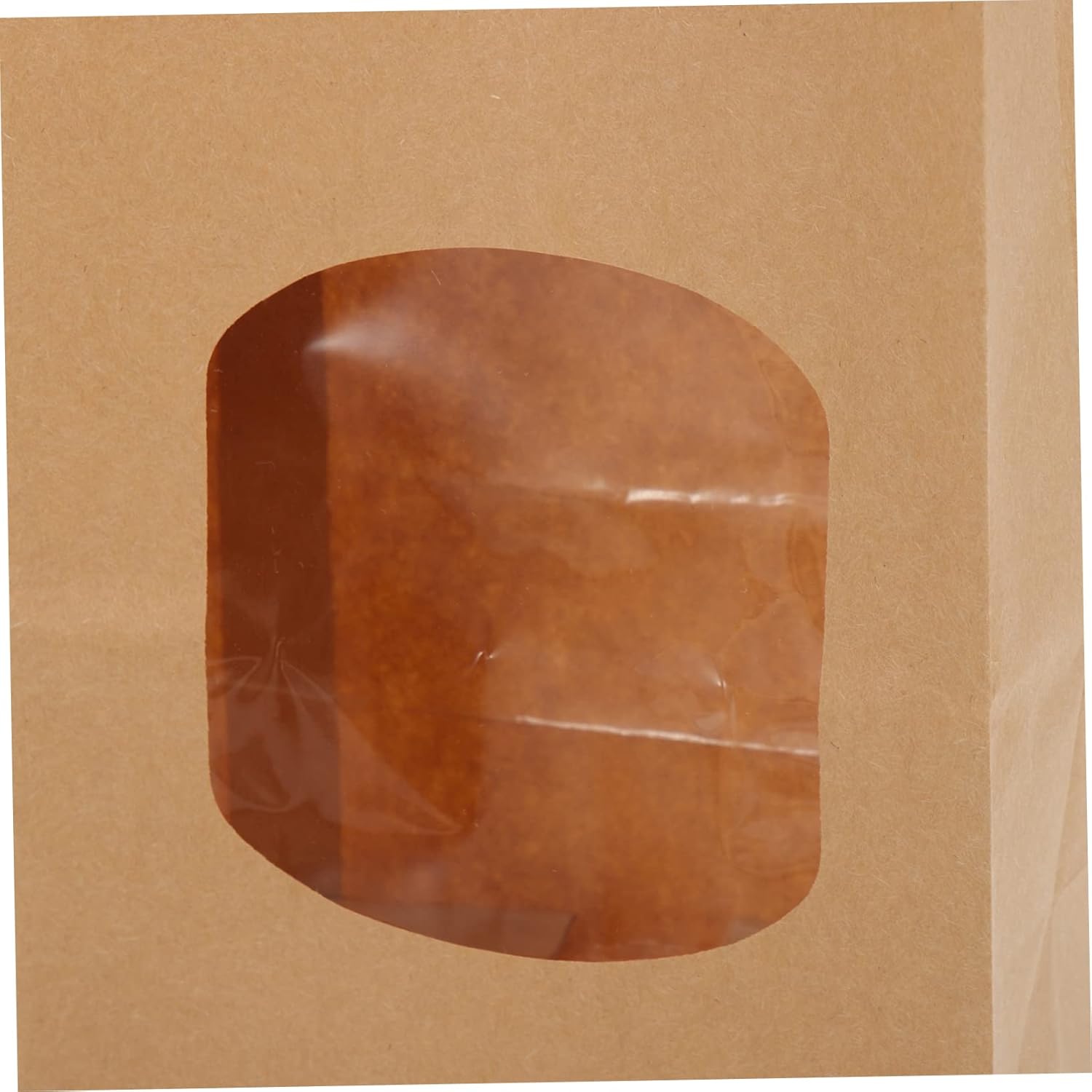 100pcs Kraft Paper Cookie Packaging Bag Baked Goods Snack Bread Bags Window for Parties