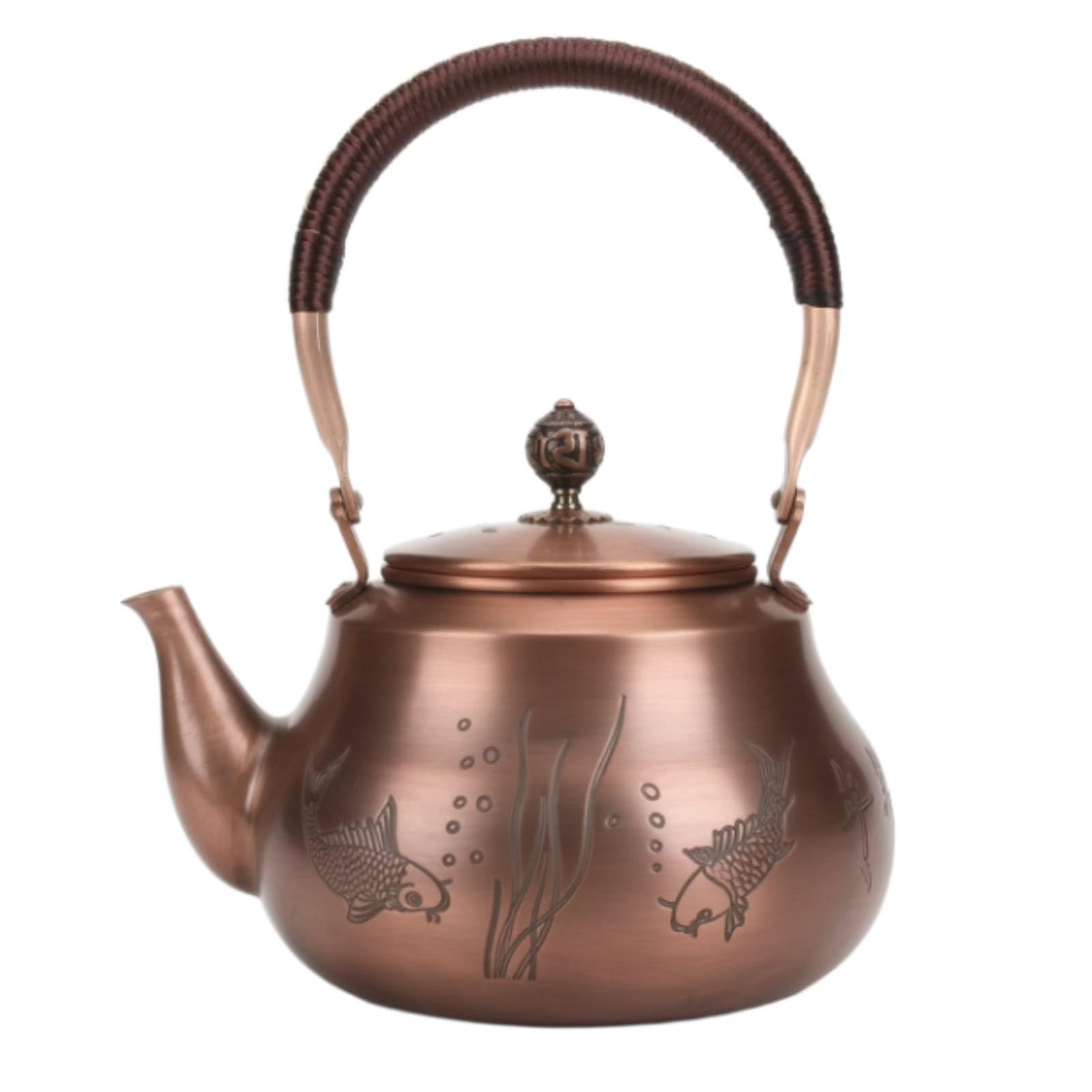 Tetera Cobre Grabada Recipiente sin Fugas Vajilla para Aficionados Al Té, style to 4