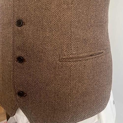 Men's Suit Vests for Big and Tall Men Herringbone Waistcoat Formal Business Dress Suit Vests for Wedding/Party (Color : Black, Size : XX-Large)4