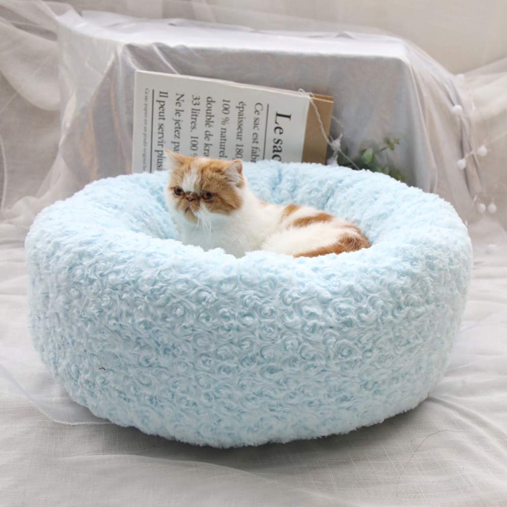 Niche douce en peluche contre le stress des animaux, lit chaud taille M bleu