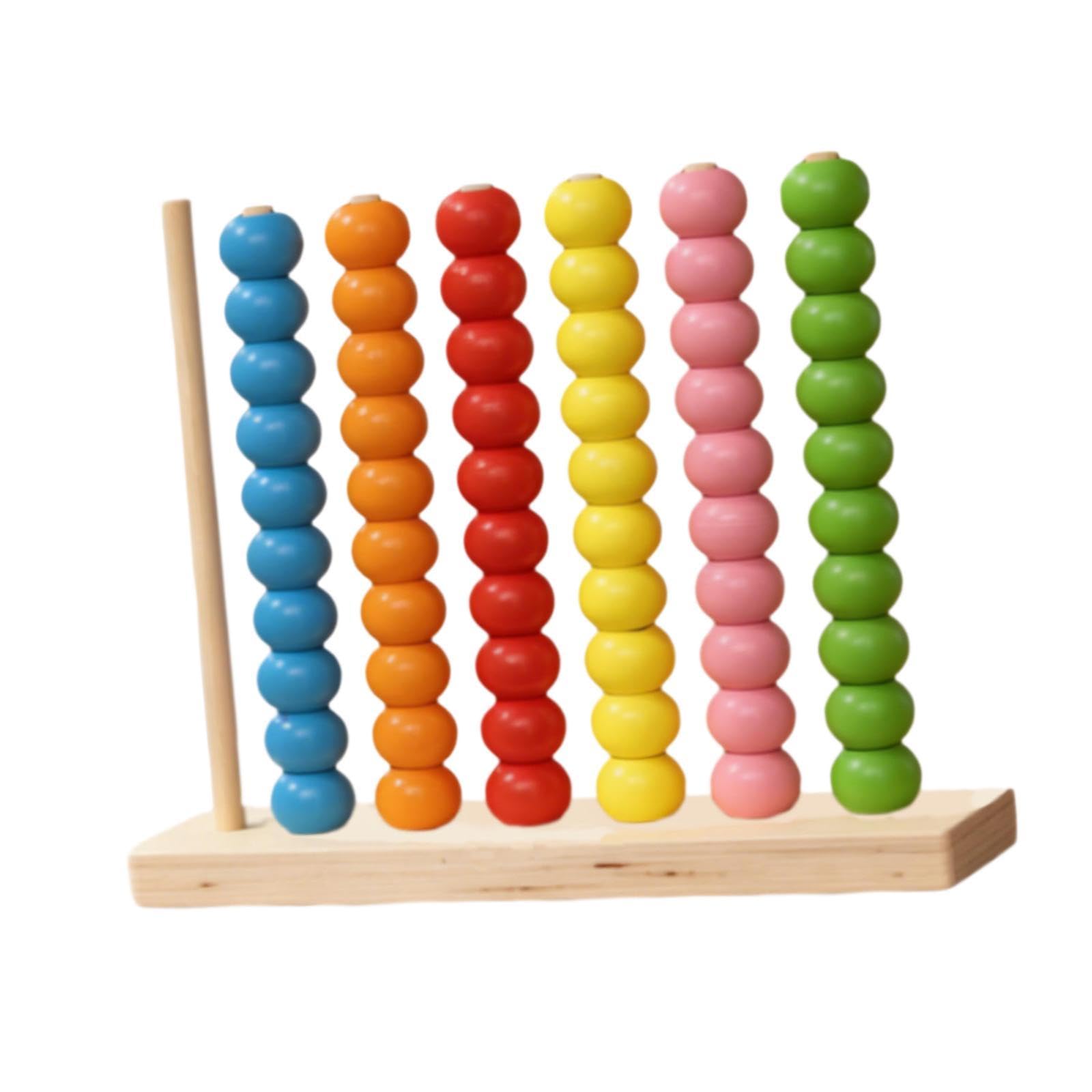 MagiDeal Gioco di conteggio impilabile con perline di legno per smistamento dei colori, gioco di coordinazione per bambini da 1 a 3 anni, 21.5x6x20 Cm