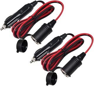 12V Cigarette Lighter Extension Cord 12FT -Car Charger Cigar Lighter Male Plug to Female Socket 16AWG Heavy Duty Extension Cable with LED Lights Extender for Air Compressor Pump and Tire Inflator 15A