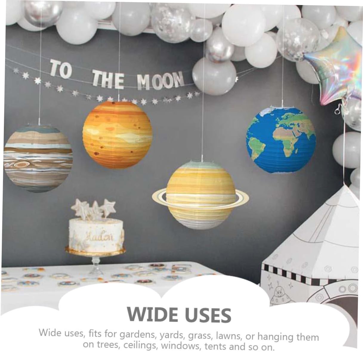 GLEAVI 8 Stück Weltraum Party Deko Hängende Planeten Papierlaternen in Braun Rot Blau Gold Raum Laternen für Kindergeburtstag Klassenzimmer Weltraum Themenparty