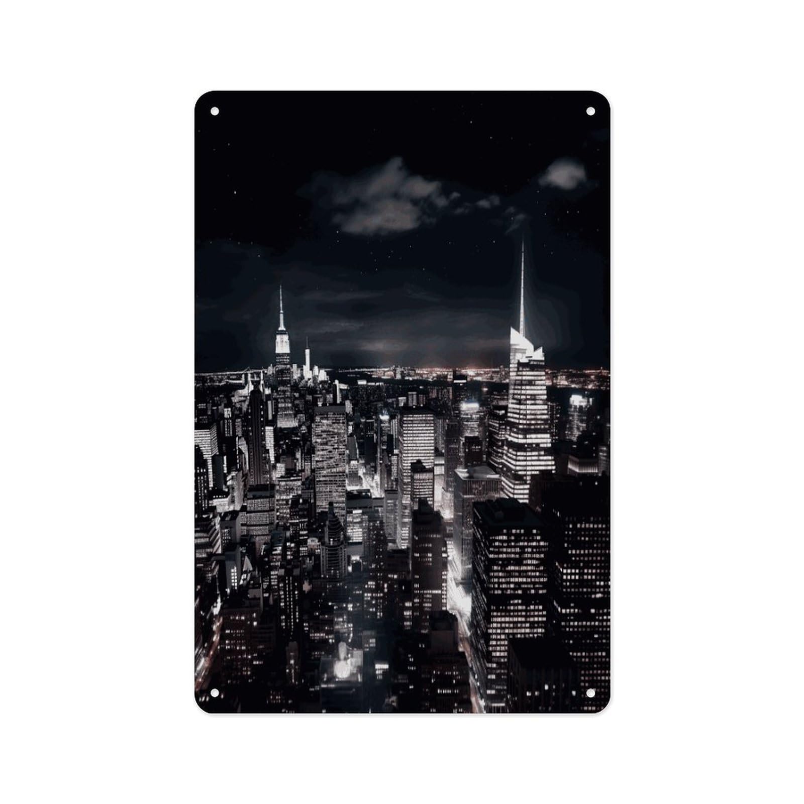 Fekiloot Style New York Night Sky Wall Decor Metal Signs Tin Signs Poster