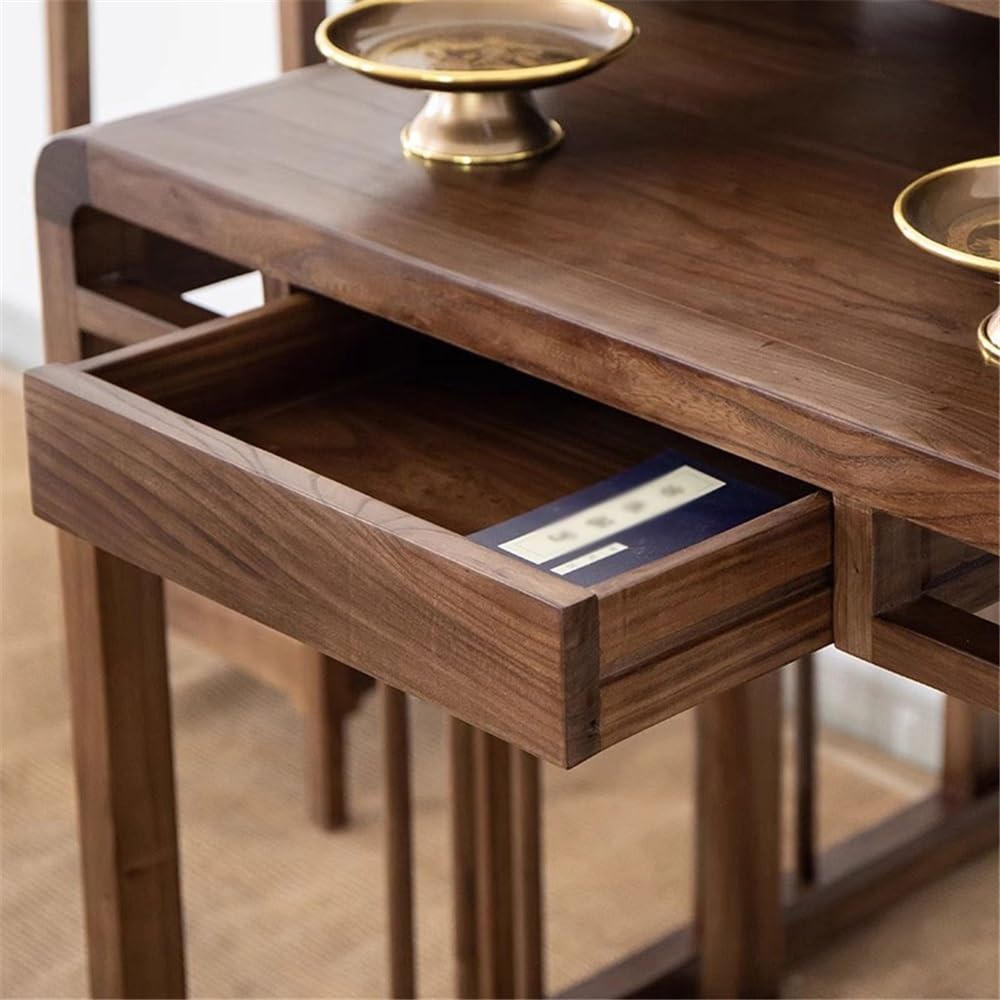 Mesa de altar para meditación Interior del hogar Nuevo estilo chino Nogal negro para la oración | Gabinete de ofrendas de riqueza con mesa de nicho de Buda