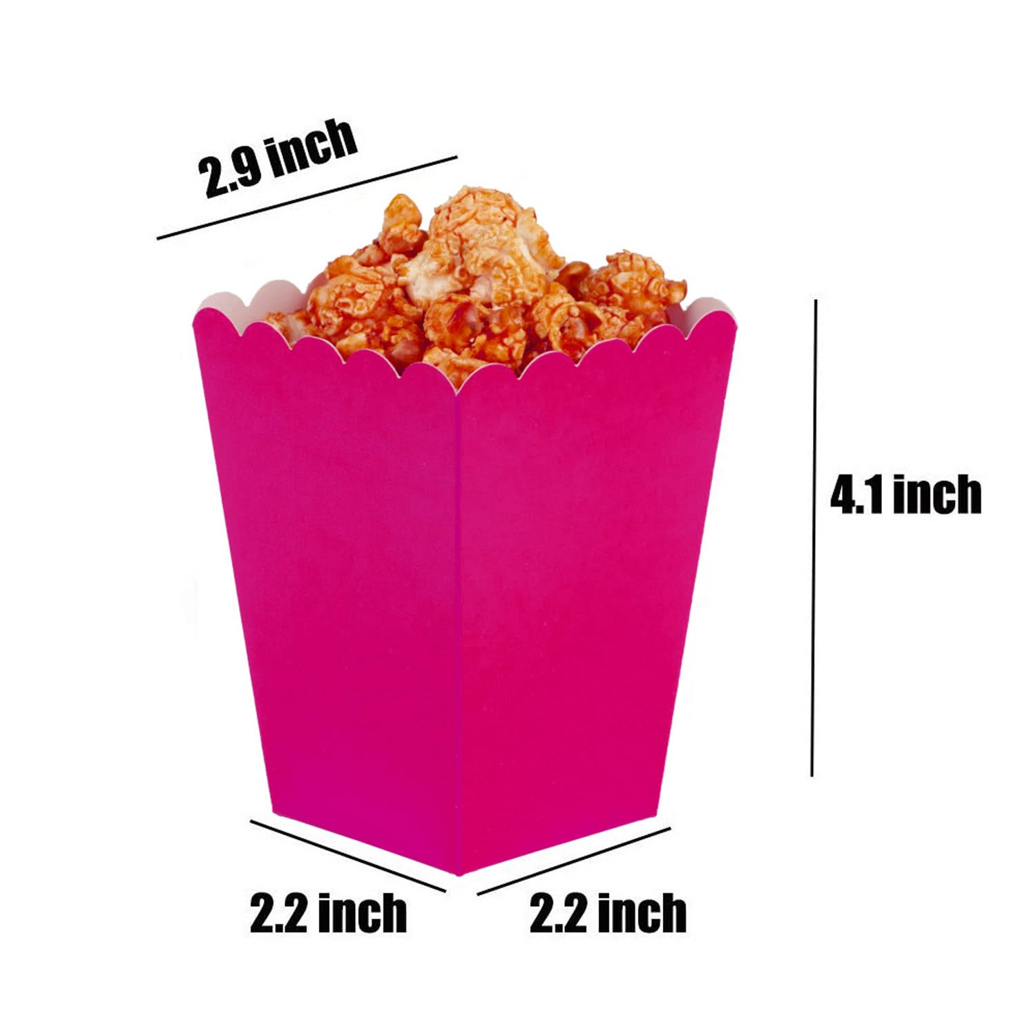 AimtoHome Hot Pink Popcorn Boxes Mini Pack of 12, Paper Popcorn Container for Birthday Party, Graduation, Wedding, Carnival, Movie Night