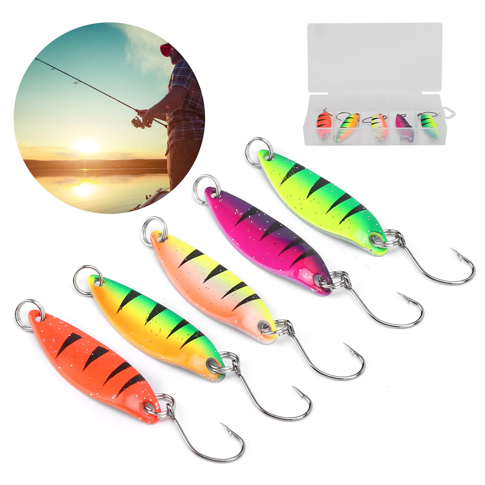 20pcs Métal pêche leurres Bass cuillère manivelle appâts d'eau salée