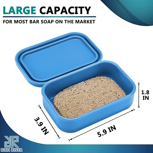 Miniatura 7 de Soporte de jabón de viaje mejorado a prueba de fugas con tapa, barra de champú y soporte para barra de acondicionador, contenedor de jabón con capa