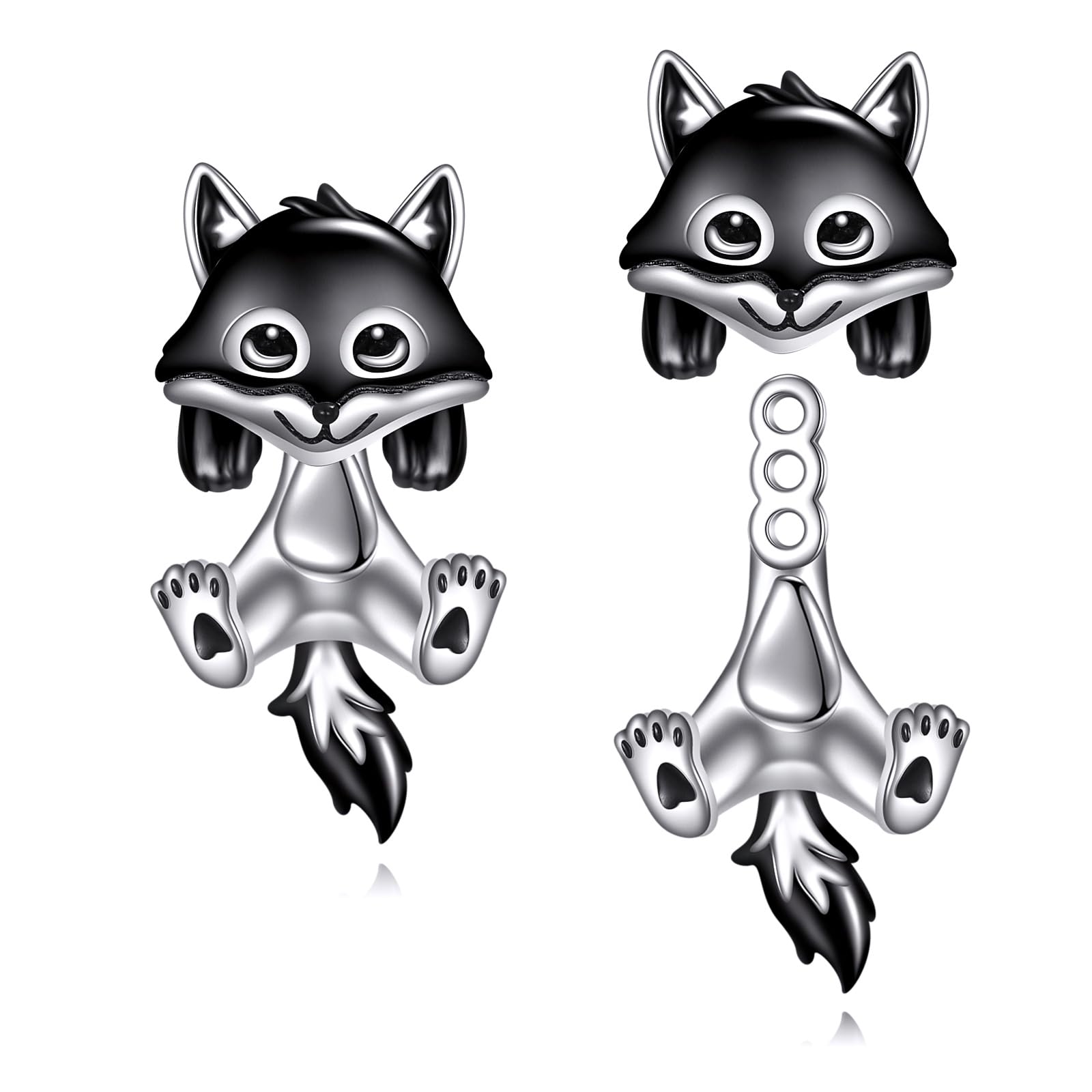 VONALA 925 Sterling Silver Black Cat Dog Hippo Snake Frog French Bulldog Bunny Cow Monkey Penguin Panda Pig Koala Fox Axolotl Stud Earrings for Women Hypoallergenic Gifts Birthday