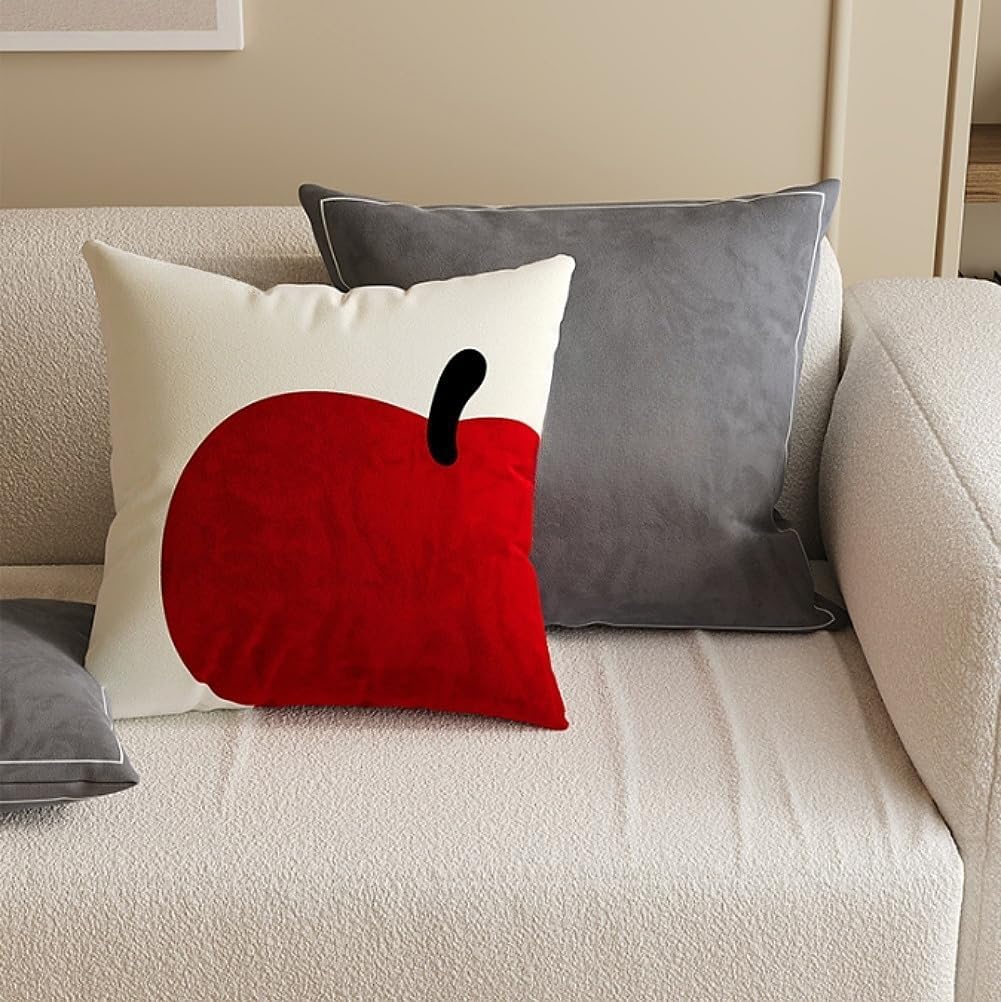 BXEBUI Apple Throw Pillow Set of 2, 18x18 Inch Thickened Double Sided Apple Print Velvet Decorative Pillows for Sofa Couch Home Decor (Apple Pillow 2pcs)