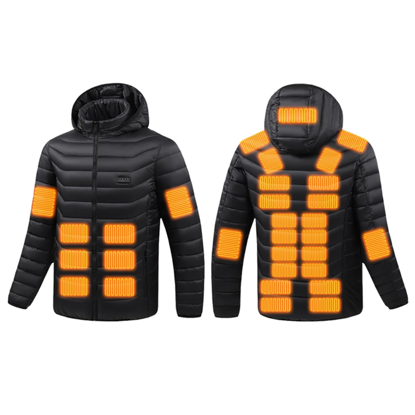 Beheizbare Jacke Herren Winter Heizjacke mit 19/27/31 Heizzonen Elektrische Beheizte Winterjacke USB Beheizbar Steppjacke mit Kapuze Wärme Kapuzenjacke Wanderjacke Outdoorjacke Männer Funktionsjacke