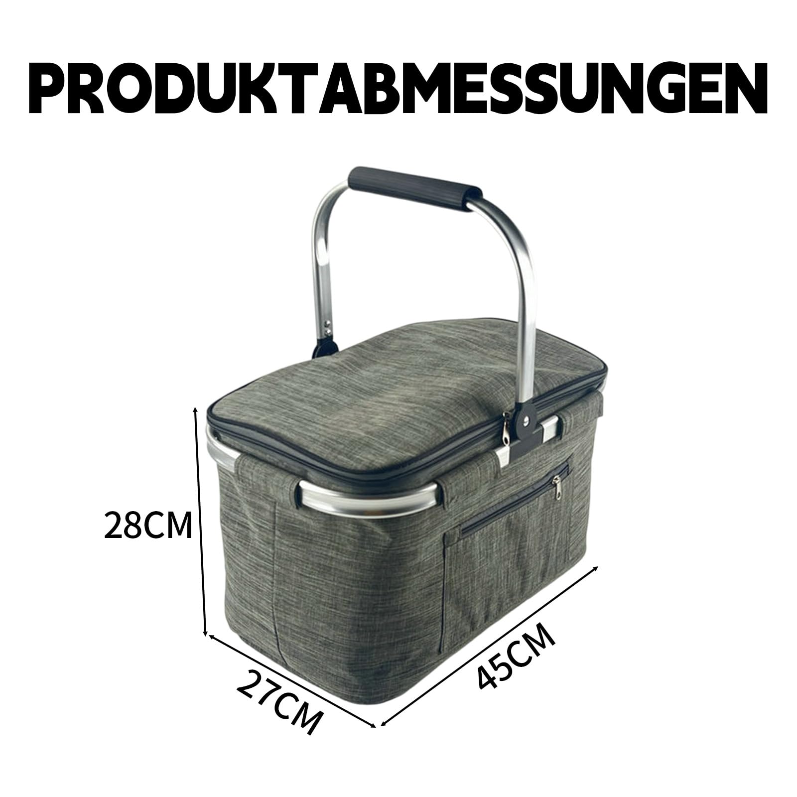 35L Einkaufskorb Faltbar, Großer Einkaufskörbe Korb mit Gepolsterten Griffen, Einkaufskorb Geeignet für Büro, Camping, Picknick und Reise Isoliertasche