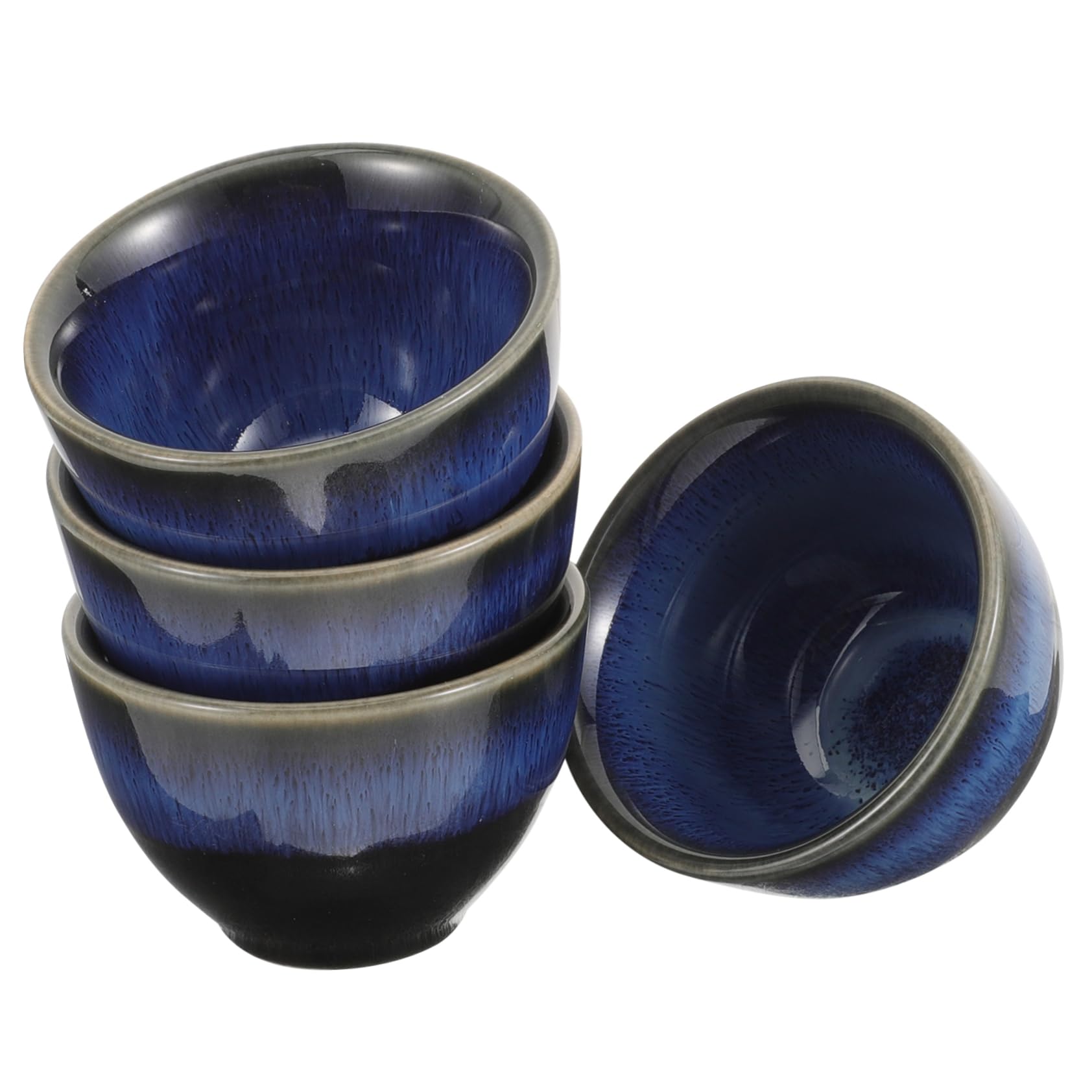 MUCKLILY 4Pcs Japanese Style Sake Cups Unique Glazed Design for Wine Tea and Coffee for Pottery Lovers for Home Bar and Gatherings