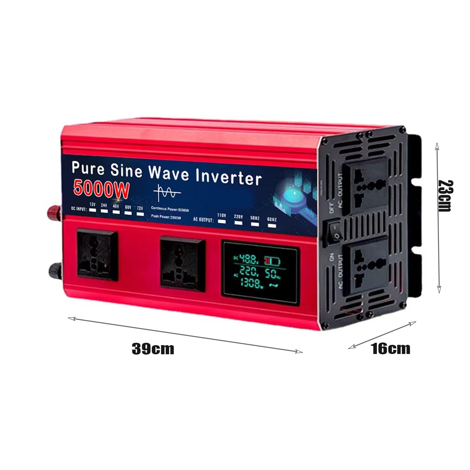 Inversor de Onda Senoidal Pura de 5000W Pico con 4 Salidas de CA