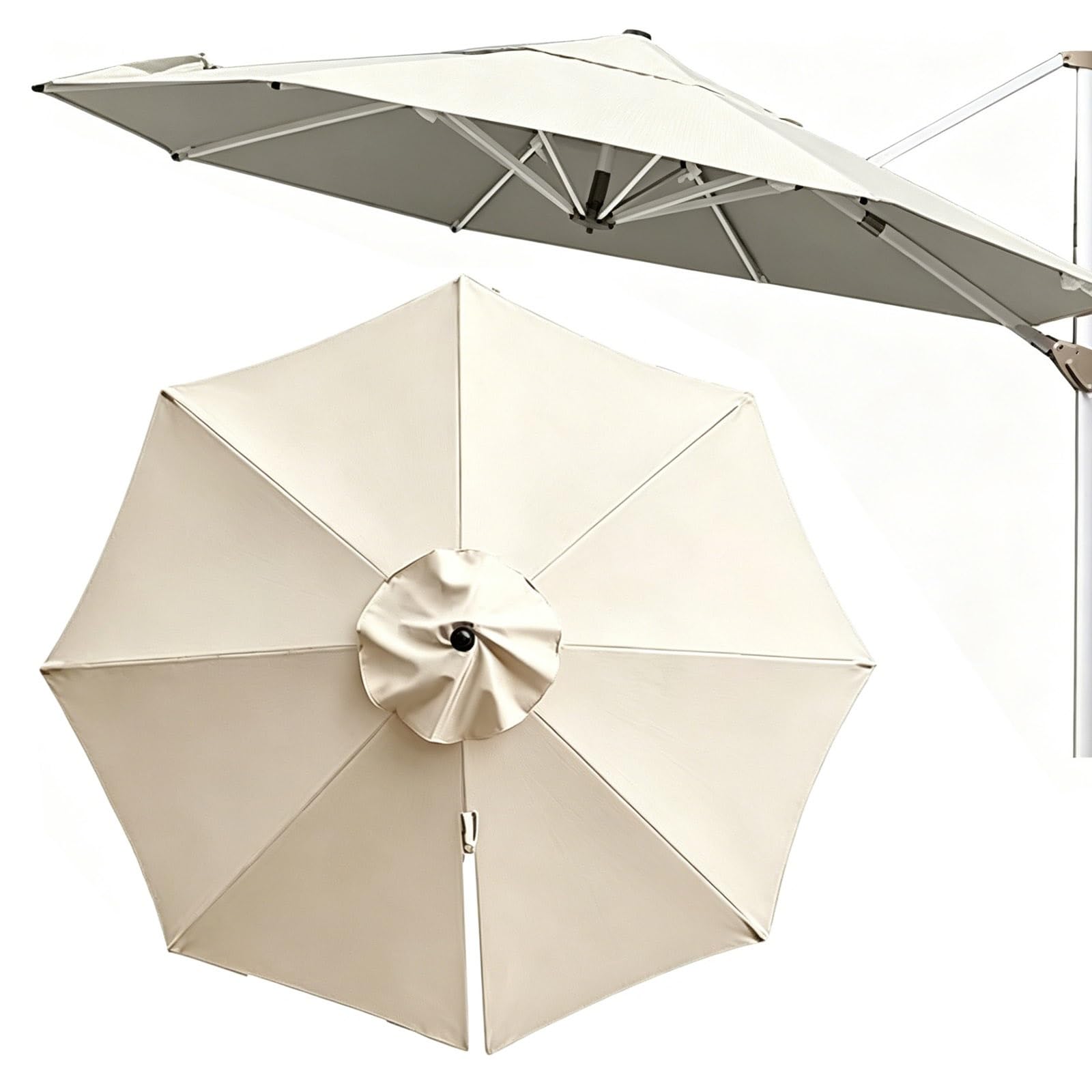 Toldo De Recambio Sombrilla 8 Brazos 3.0m 3.5m Recambio De Tela Para Sombrilla Excentrica Toldo De Repuesto Para Sombrilla Patio Impermeable Protección UV Para Jardín Playa(Beige,3m(10ft))