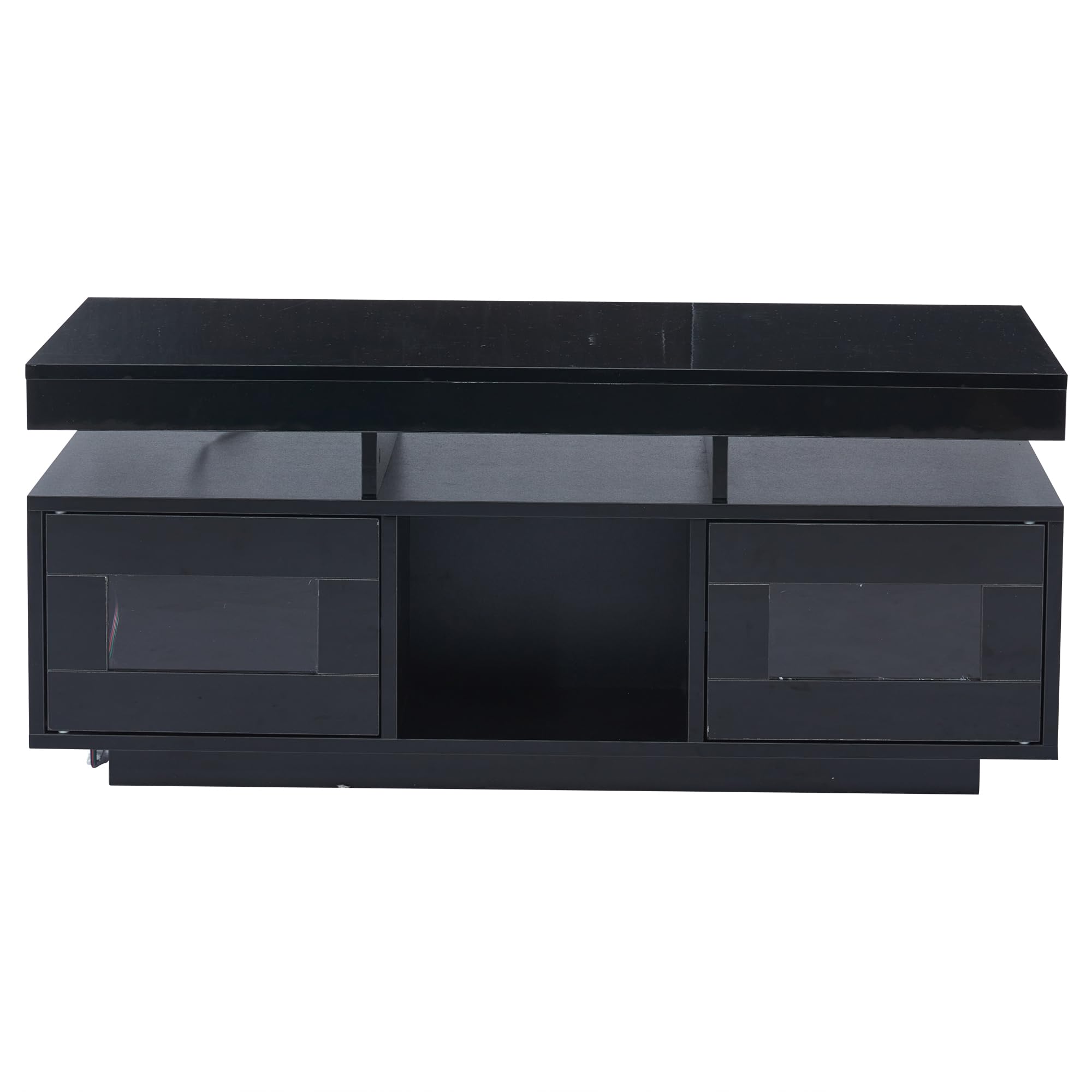 100 x 50 x 43 cm, tavolino lucido con luce ambientale, tavolo da soggiorno, divano con porta di ricarica e presa, adatto per ufficio, studio (nero)