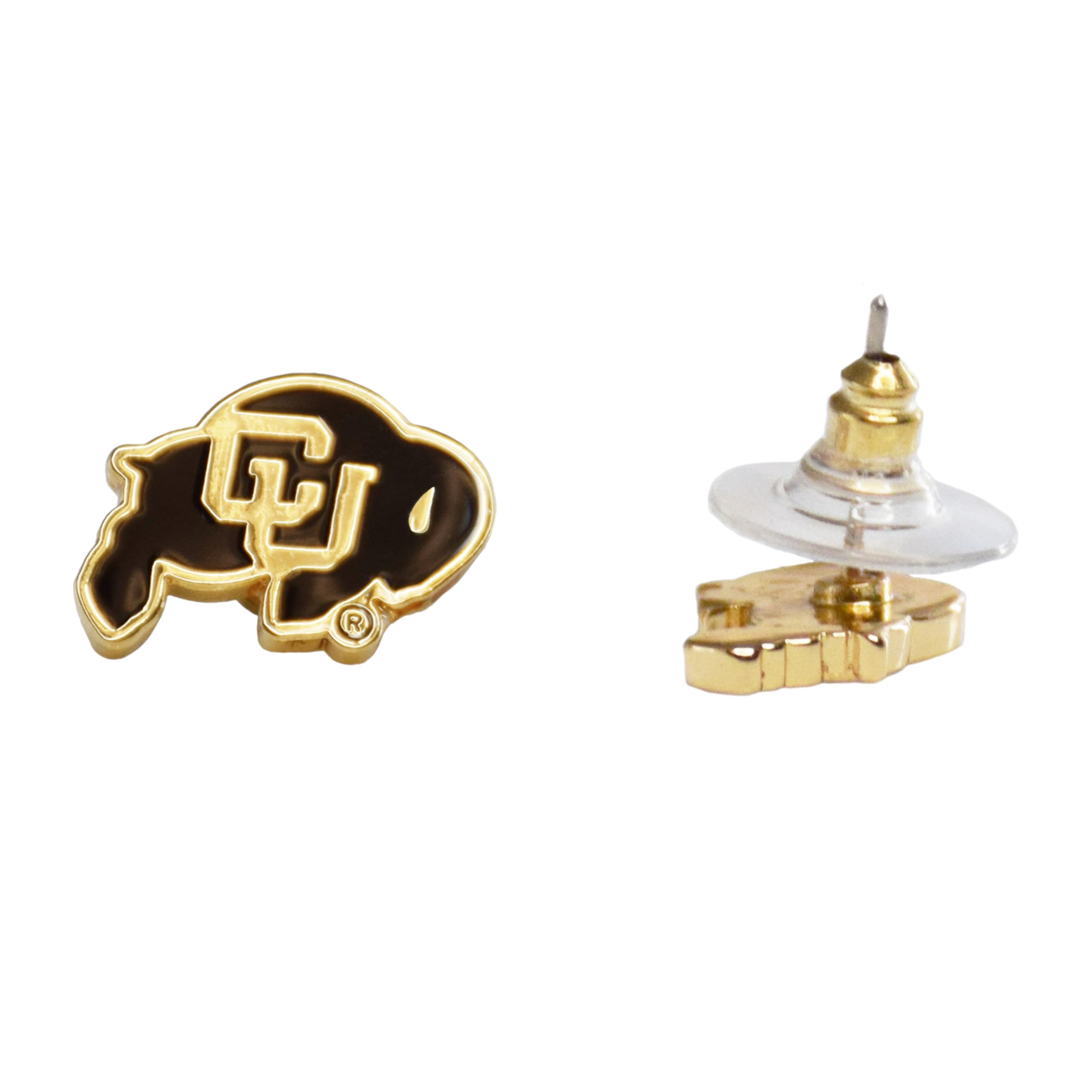 Post Earrings by Fan Frenzy Gifts | University Logo Earrings for Women & Men with Stainless Steel Posts | Officially Licensed Sports Fan Merchandise, (University of Colorado)