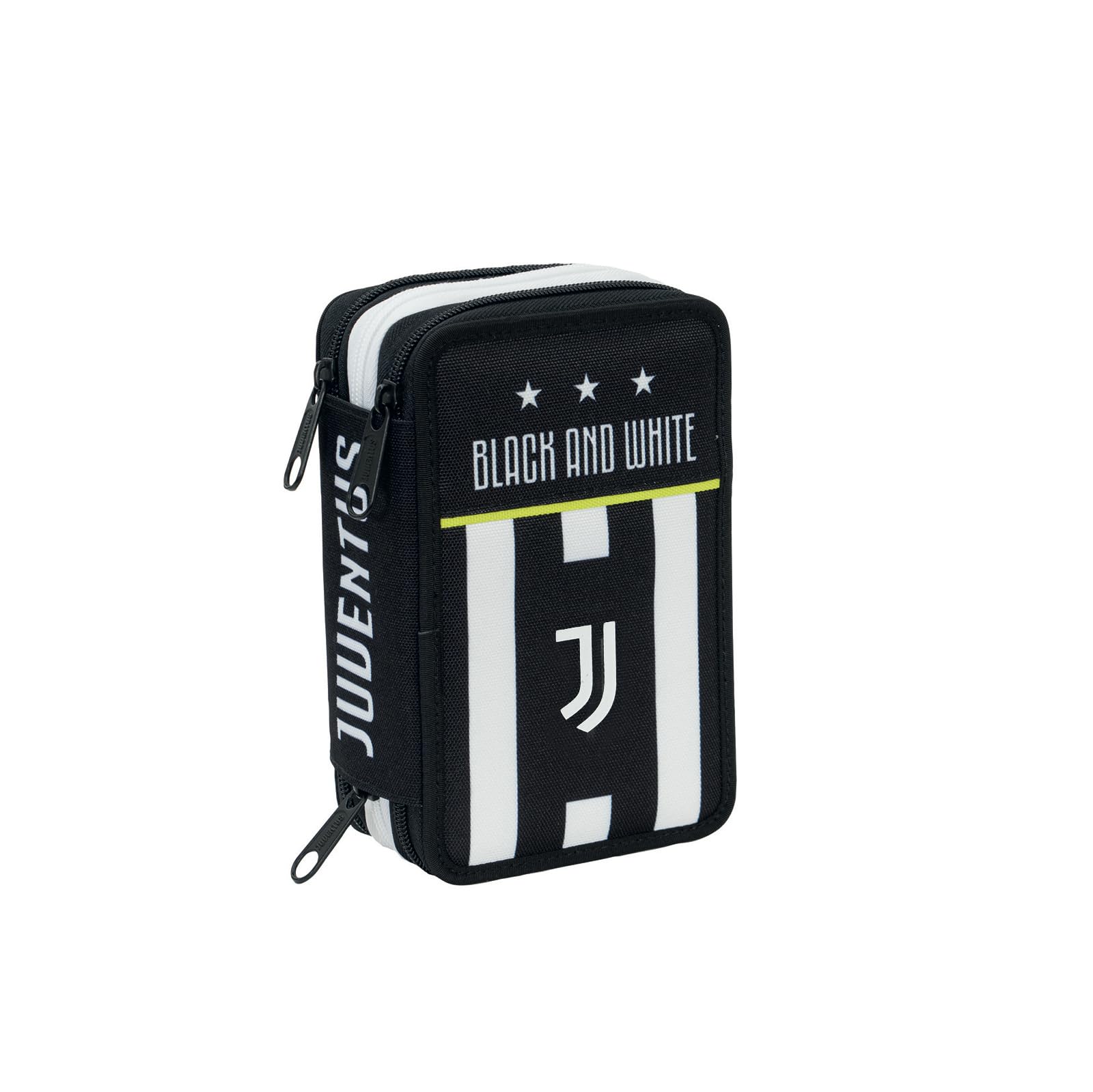 Seven Astuccio Scuola Juventus 3 Zip Bianco Nero Triplo Scomparto Matite Penne Pennarelli Accessori per Zaino Ragazzi