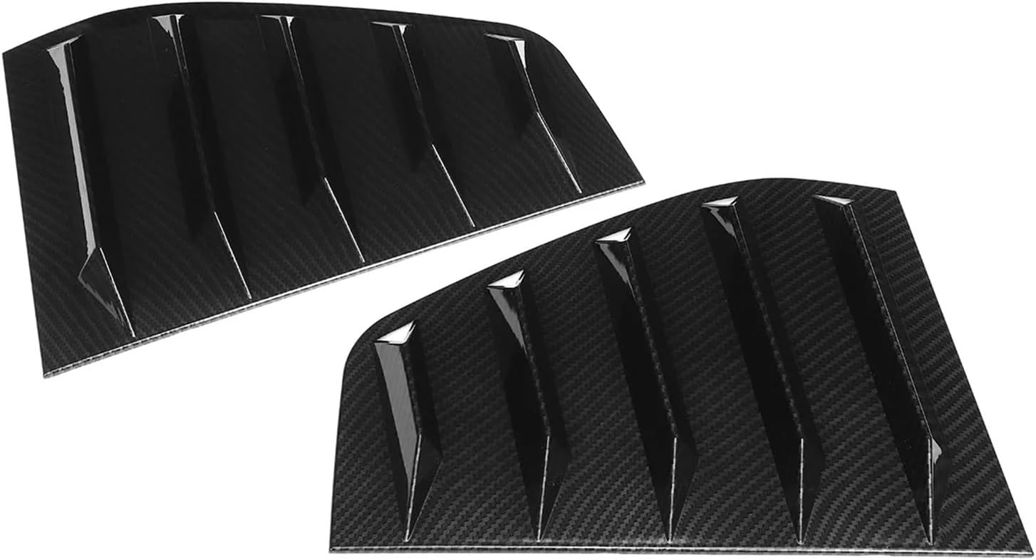 Carbon Fiber Look 2x Car Side Quarter Rear Window Louver Vent Cover Trim Compatible For VW Golf 6 MK6 GTI R 2010-2014
