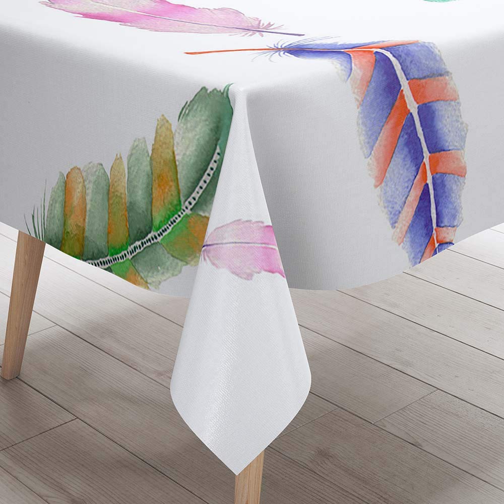 Tovaglia Rettangolare Impermeabile 140x220 Cm - Stampa 3D Piume Farfalla, Poliestere Antimacchia