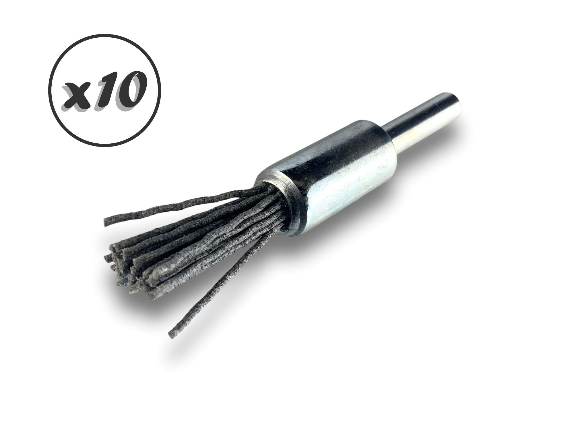 10 sztuk metalowych końcówek obrotowych | Ø 12 mm | wypełnienie NYLON węglik krzemu materiał ścierny ziarnistość 120 | do wiertarek lub wiertarko-wkrętarek | szczotki i bejce | KIBROS 20KR12_120 x 10