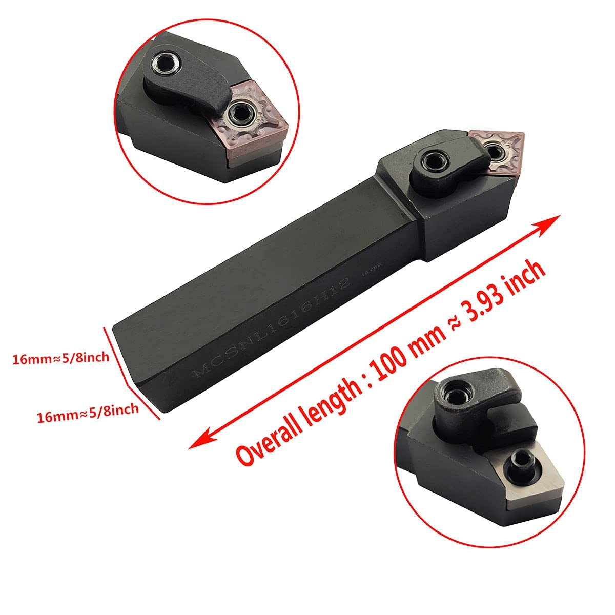 Soporte para herramientas de torneado MCSNL1616H12 con 10 insertos de carburo CNMG120408-MA