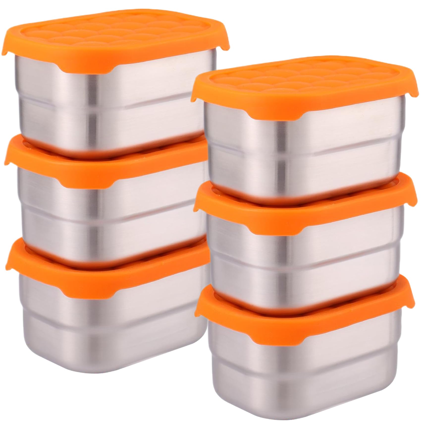 HoveeLuty Stainless Steel Lunch Box for Kids 6PCS 230ml/8oz Leakproof Snack Containers with Silicone Lids Portable Reusable Lunch Box Containers for Daycare School Office Travel