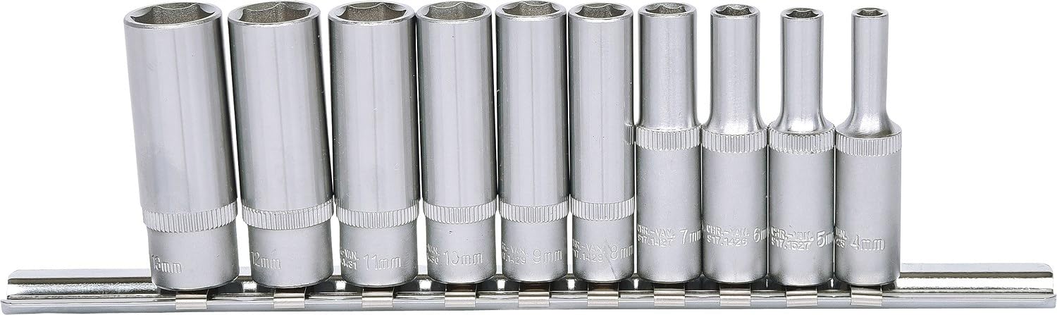 KS TOOLS jeu de douilles hexagonales 1/4", longues, 10 pces 4-13mm 917.0610