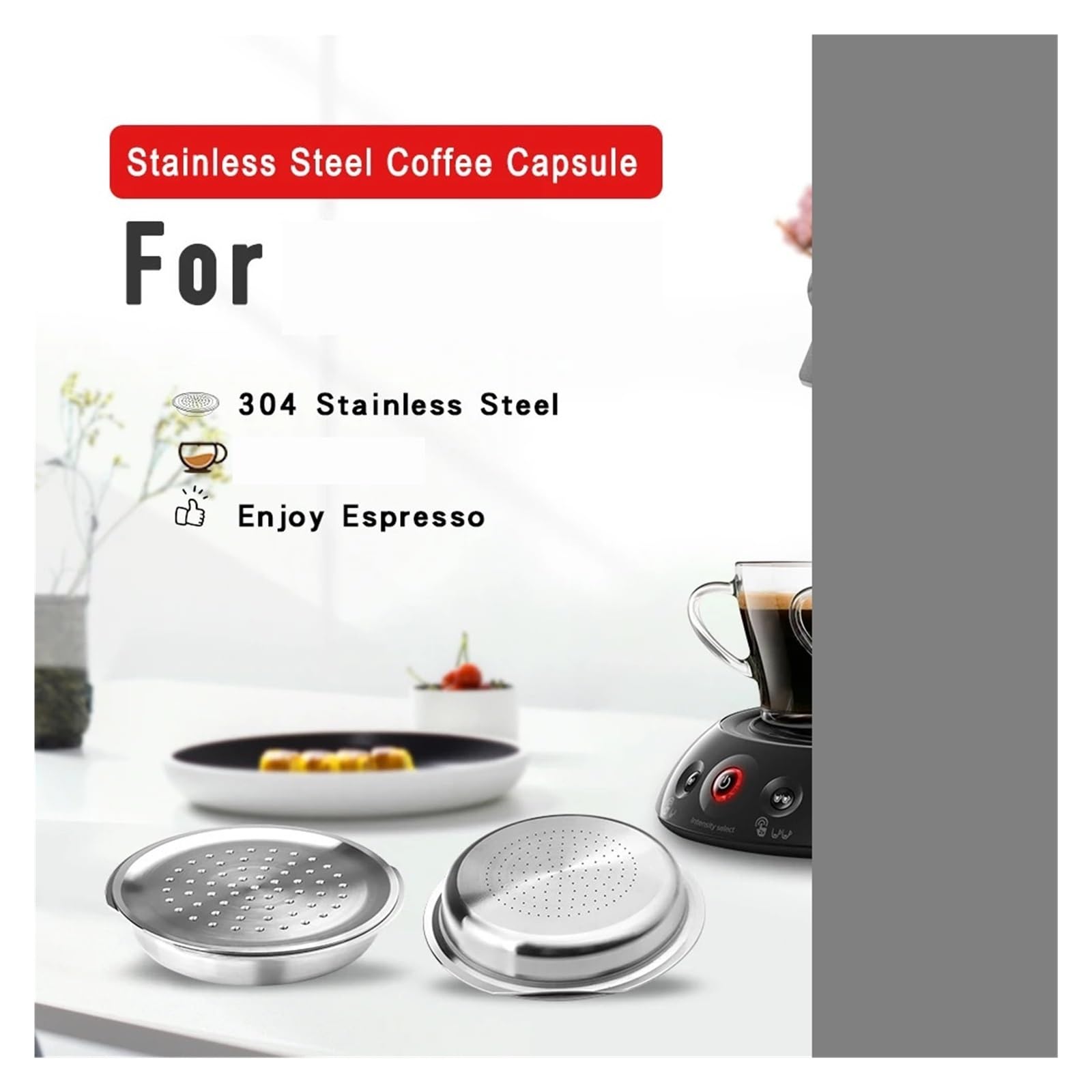 Tapas For Cápsulas De Café De Acero Inoxidable, Herramientas De Filtro De Café Recargables For Máquina, Cafetera, Compatible Con Philips, Compatible Con Senseo(1PCS)