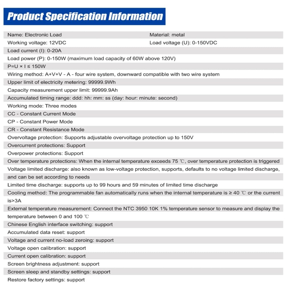 Bamberg MDL150 12 Multifunktions-Elektroniklastunterstützung Konstantstrom-/Leistungs-/Widerstandsmodus mit Datenkalibrierung (EU US)