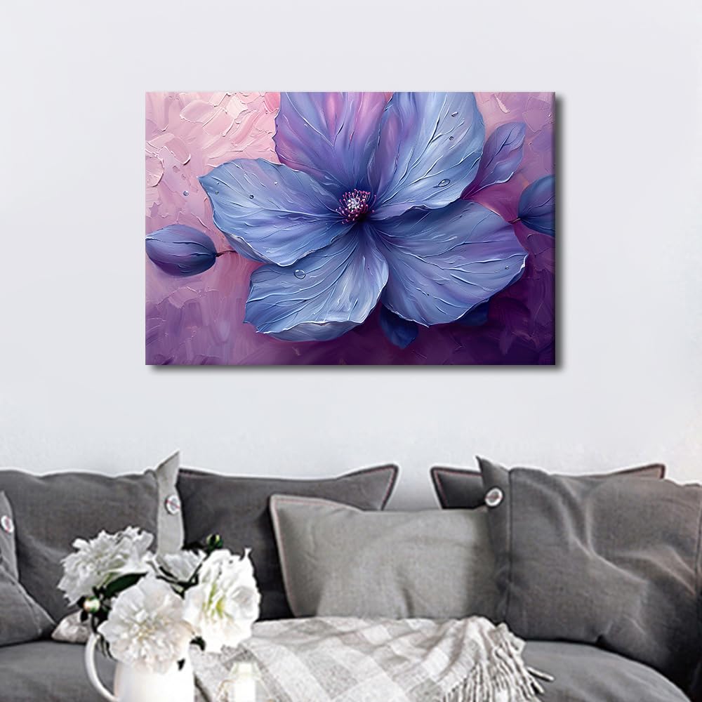 1 Panels Modern Wall Art Purple Delicate Petal Pictures Print on Canvas for Home Wall Decorations 3D Flower Artwork Stretched Framed Gallery-Wrapped Ready to Hang - Image 4