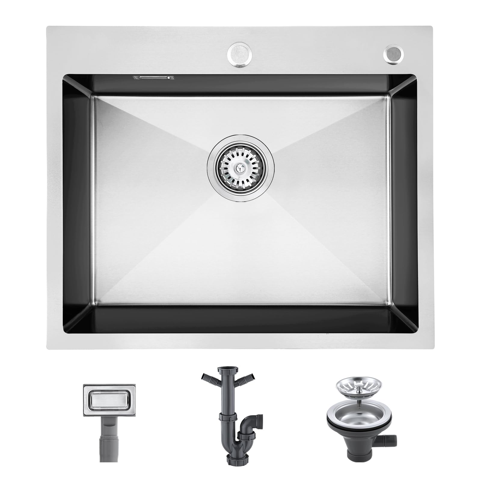 Évier de cuisine en acier inoxydable avec siphon et distributeur de savon 5550U