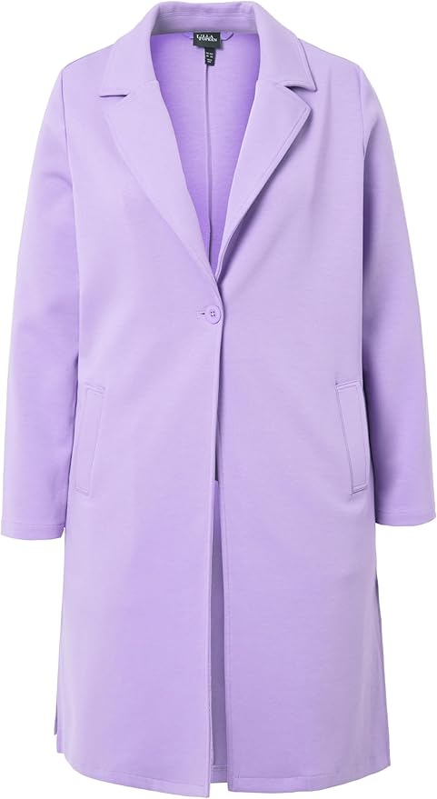 Blazer Femme Ulla Popken - Jersey Punto Di Roma, Col V, Boutons - Coupe Classique élégante