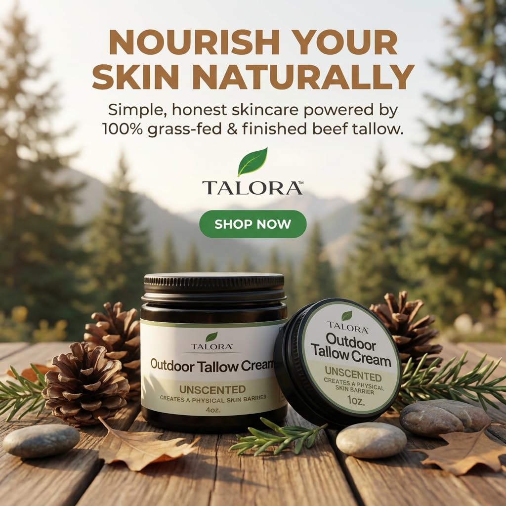 Outdoor Tallow Cream: Unscented | 100% Grass-Fed & Finished Beef Suet Tallow Moisturizer with Organic Jojoba Oil | Deeply Nourishing | All-Natural Skin Cream for Outdoor & Dry Skin (4oz)