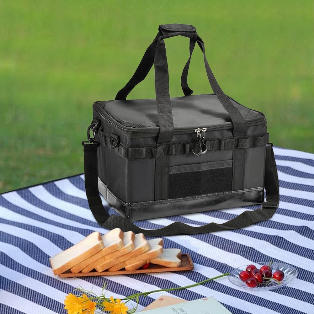 32/47L Organizzatore di utensili da cucina Multi scomparti Borsa da campeggio esterna Borsa da campeggio Multifunzionale impermeabile for escursionismo Arrampicata (Borsa morbida nera)