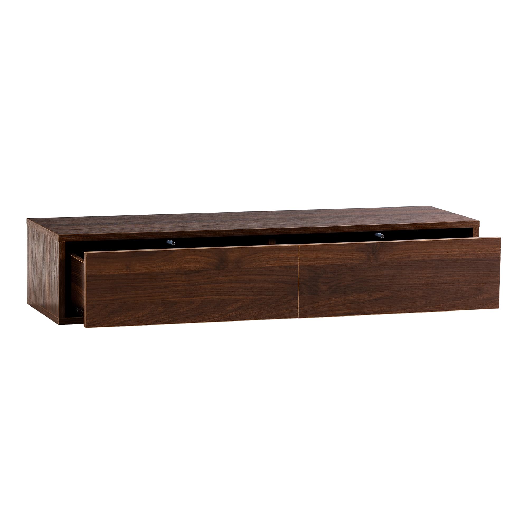 HOMN LIVING Console Suspendue pour entrée Auri 2 tiroirs Couleur Noyer, 100 cm (Largeur) 30 cm (Profondeur) 20 cm (Hauteur)