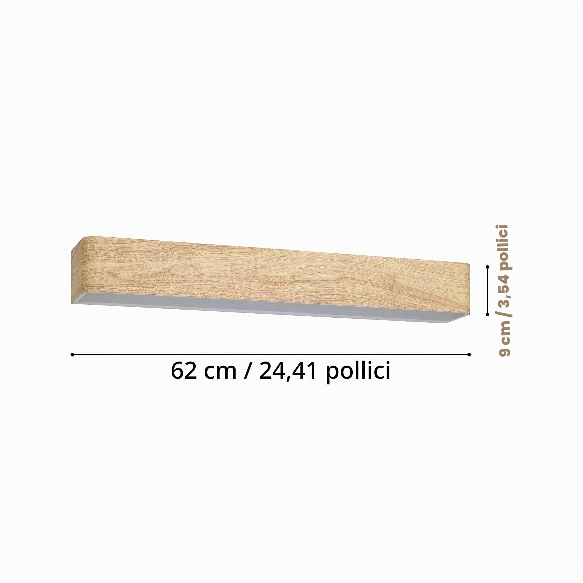 Eglo Applique LED Sania 6, illuminazione sopra e sotto, in metallo | con aspetto in legno chiaro, luce per specchio del bagno, toilette e corridoio, luce bianca calda, IP44