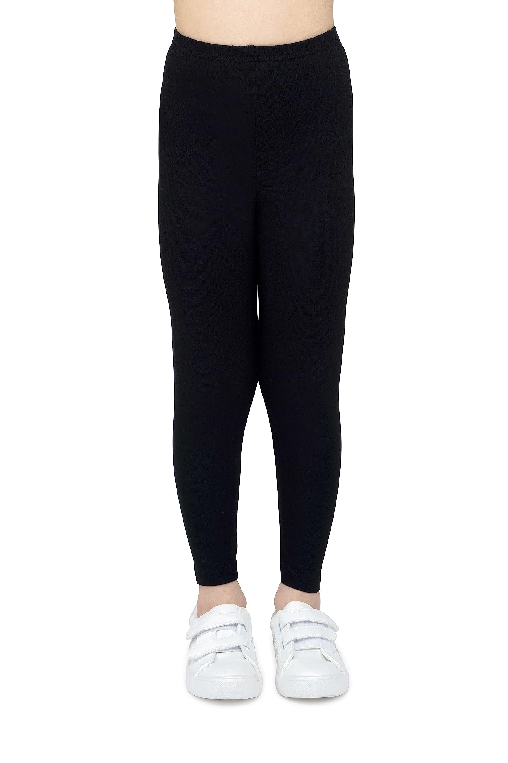 looksy Leggings per Ragazze Tessuto di Cotone Traspirante Lunghezza alla Caviglia Colori Classici Vivaci Tinta Unita Abbigliamento Sportivo per Bambini Taglie per la Danza Scolastica 3-13 Anni