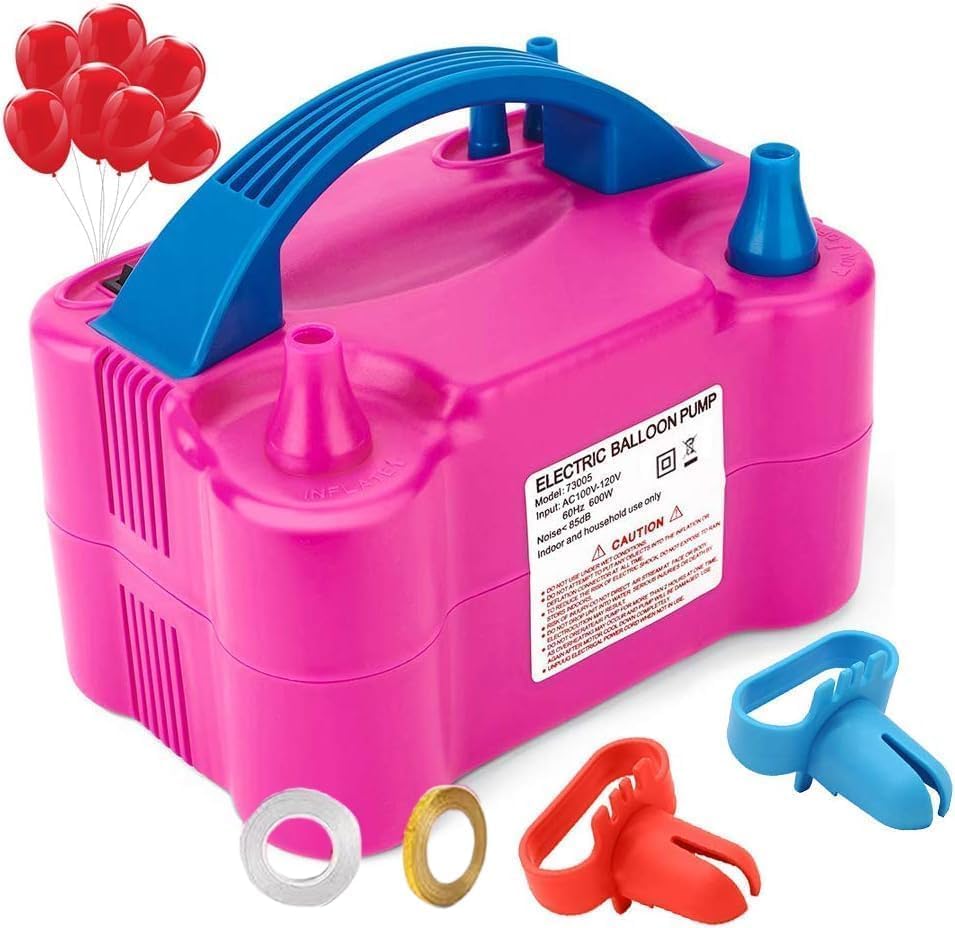 Balloon Pump Electric,110V 600W Balloon Blower Inflator Dual Nozzle Air Pump Balloons Inflator for Decoration, Party, Sport,Gifts:2 Balloon Tying Tools
