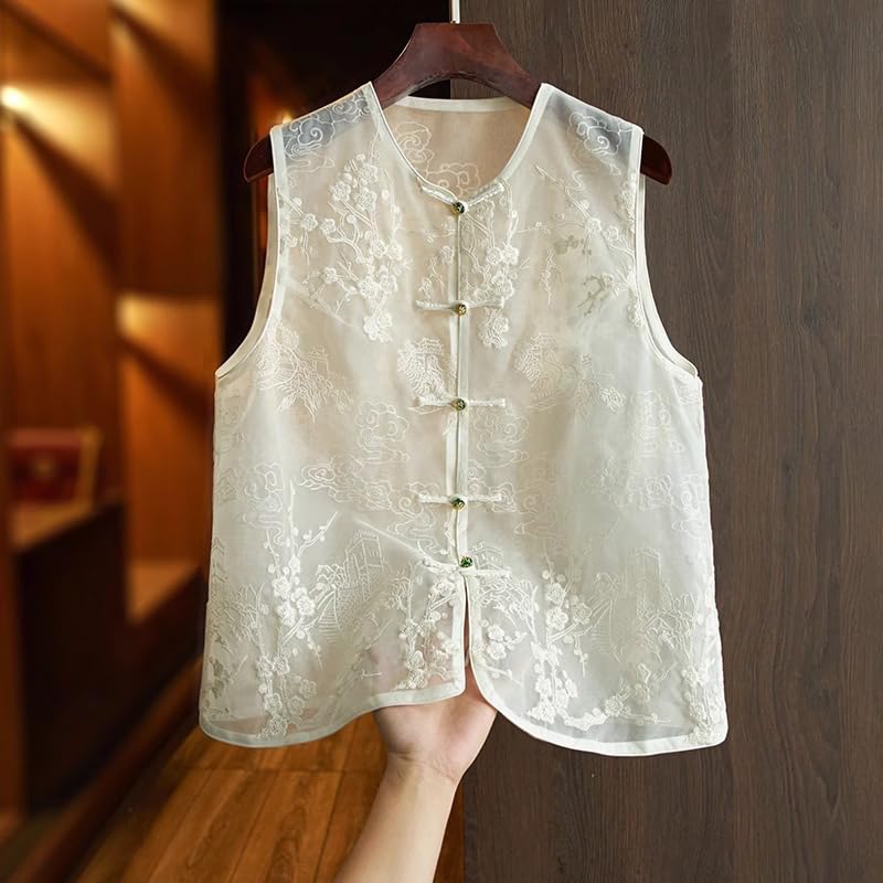 Camiseta de estilo chino con bordado de organza para conectar con la moda 4